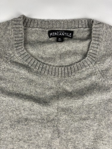 J.Crew MERCANTILE Sweater Mens XL Heather Gray Wool Blend Thin Knit Crew J7419 - Picture 3 of 7