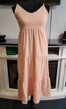 Old Navy Dress Womens XS Orange Tiered Midi Length Sundress Vneck Pockets