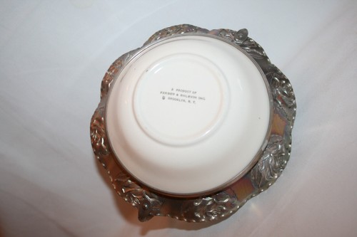 Farber & Shlevin Hammered Aluminum & Indian Tree Floral Porcelain Bride's Basket - Picture 4 of 5
