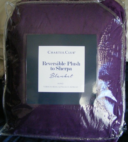 Charter Club King Size Plush Sherpa Blanket Mulberry - Picture 3 of 3