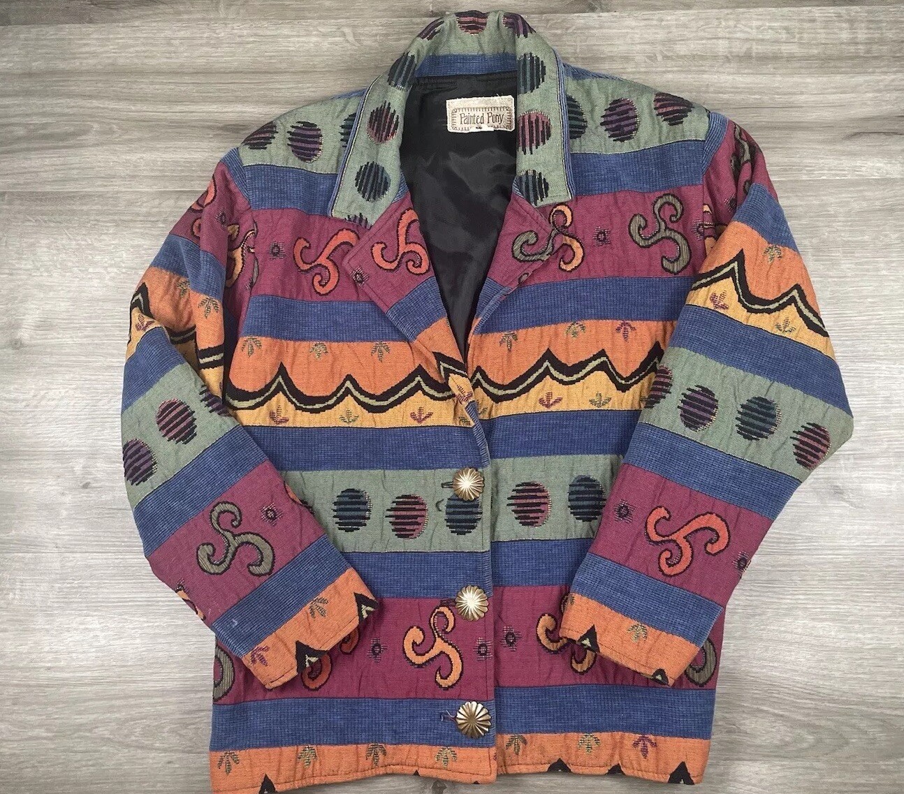 Giacca arazzo pony dipinto vintage donna taglia sconosciuta sud ovest