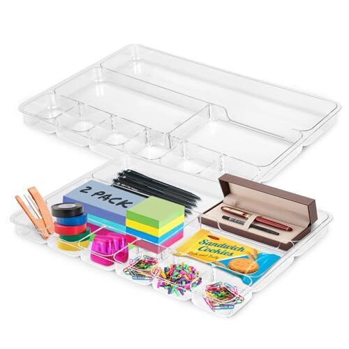 Desk Drawer Organizer Tray with 9 Storage Compartments - For Home and Office - Picture 2 of 8