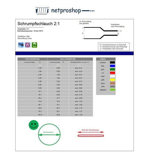 2m Schrumpfschlauch 6,4mm 125°C Qualität 2:1 div.Farben - Bild 2 von 11
