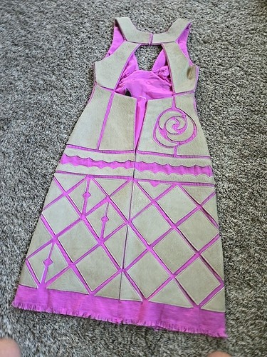 BCBG Max Azria Tan Genuine Cow Hide Leather Graphic Linen Dress 0 - Needs Zipper - Picture 6 of 12