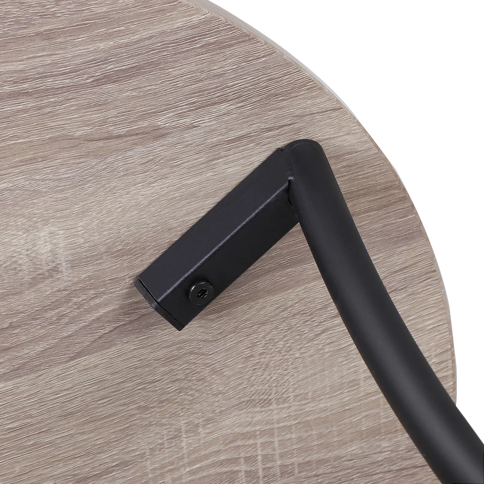  Side Table Round End Table with 2 Storage Shelves for Small Spaces Industrial - Image 3 of 4