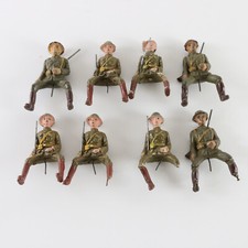 Lot Of 8 Vintage Lineol Composite Sitting Soldiers WWI WW1 2.5  1930s German