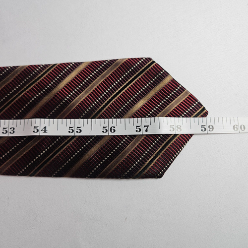 Paul Dione 100% Silk Tie Red Gold Stripes 3.75" x 59" - Picture 7 of 8
