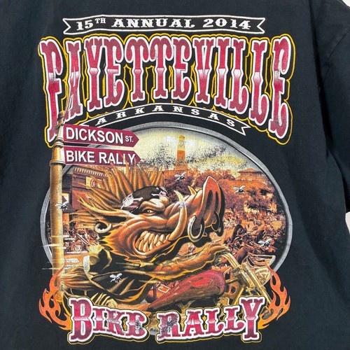 Harley Davidson Tshirt Black Motorcycle Rally USA 2014 Fayetteville Arkansas Hog - Picture 3 of 6