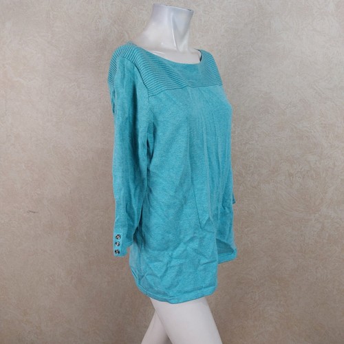 Karen Scott New Womens Boat-Neck Sweater Teal Aqua Heather Size M _ NWT _ B13E3 - Picture 5 of 6