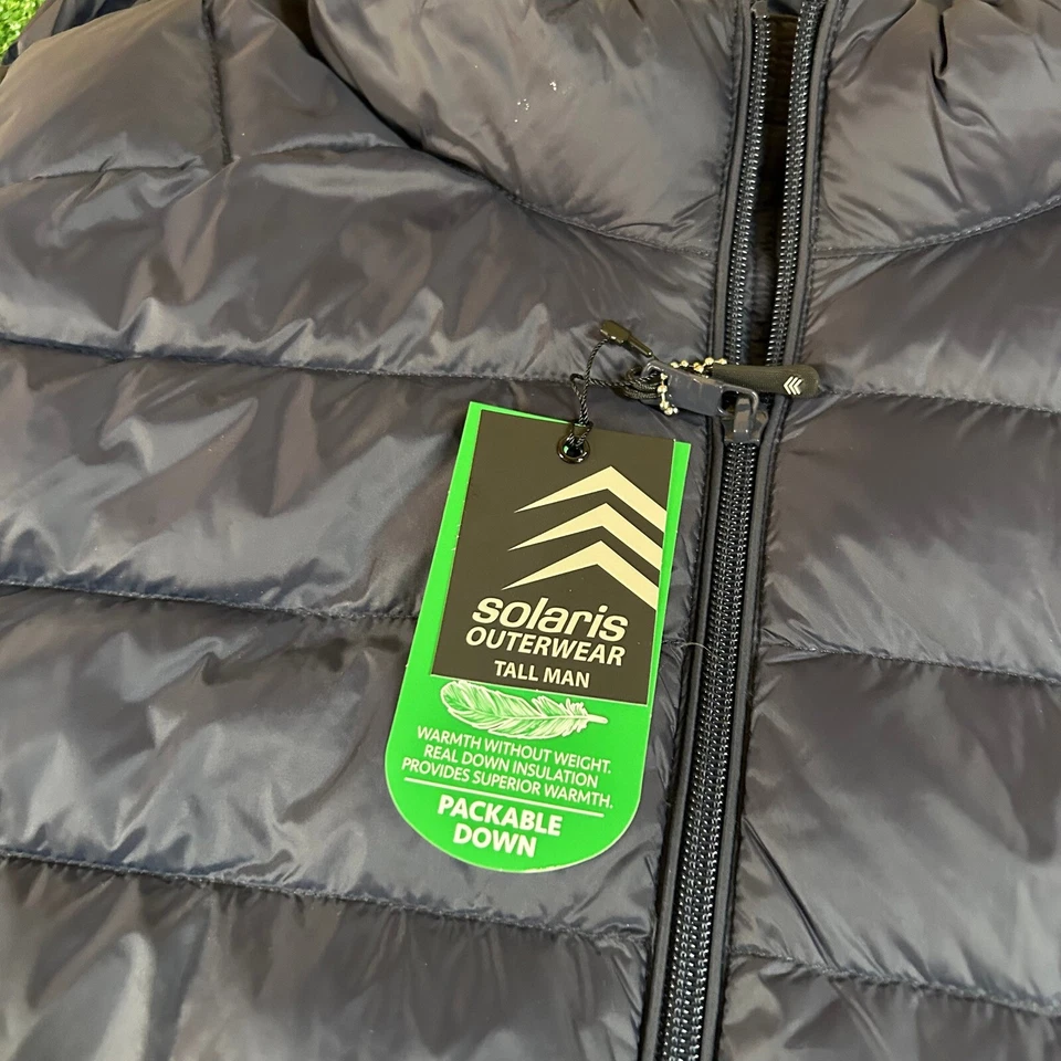 Solaris Outerwear Puffer Vest Packable Duck Down Navy Mens 2XT NWT $115 - Image 2 of 4