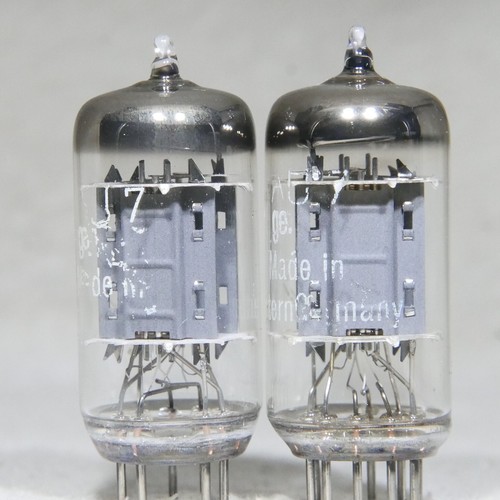 Paire assortie Telefunken ECC82/12AU7 plaque longue côtelée fond diamant 1956 solide - Photo 6/16