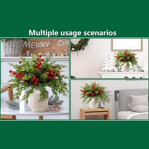 Christmas Stems Faux Pine Branches Holly Berry Stems Tree Branches for custody - Picture 8 of 12