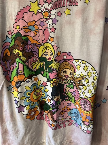 Bratz X Jimmy Paul Unisex 2XL Pink Tie-Dye Tee Short Sleeve 90s Retro Y2K Sasha - Picture 2 of 8
