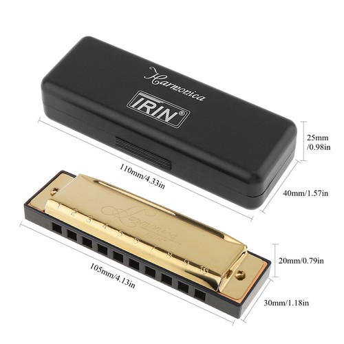 Gold Harmonica 10 Holes Key C Blues Harp Stainless Steel Mouth Organ w/Case Gift - Picture 11 of 12