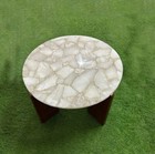 Agate Sofa Table, Quartz Table Top, White Quartz Table, Round Agate Side Table
