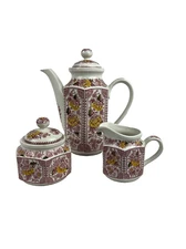 Tea Pitcher Ridgway Canterbury Ironstone 9.5" Teapot - Sugar - Creamer 3 Pieces