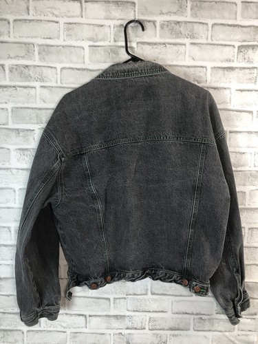 vintage 90's cross colours jacket Black Denim Distressed Large Rare Size 2 - Picture 14 of 16