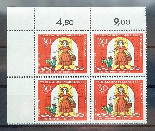 Berlin 1967 ** Mi 312 Wohlfahrt 30Pf Eckrandviererblock Ecke oben links (3174)