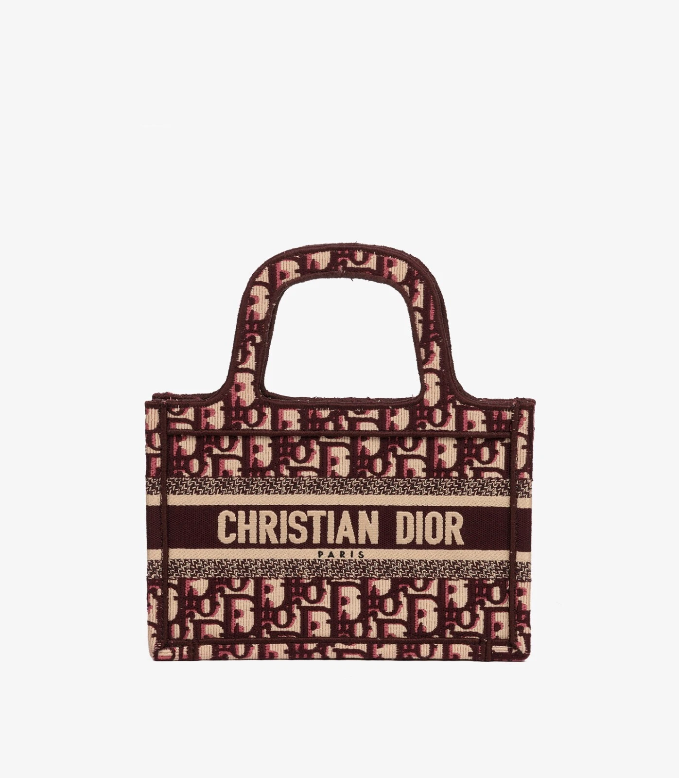 Mini sac fourre tout Christian Dior en toile monogramme oblique bordeaux