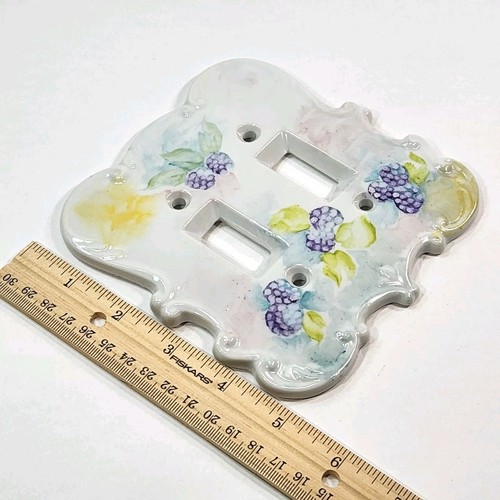 Ceramic Hand Painted Wall Light Switch Covers Double/2 Gangs Flowers (Set Of 2) - Picture 10 of 19