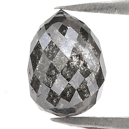 Diamante gota suelta natural de 2,48 quilates 8,10 mm color negro gris diamante QL5682 - Imagen 7 de 7