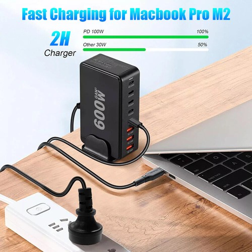 8 Port Fast GaN 600W Multi USB-C Wall Charger Quick Charging QC PD Type C USB OZ - Picture 15 of 19
