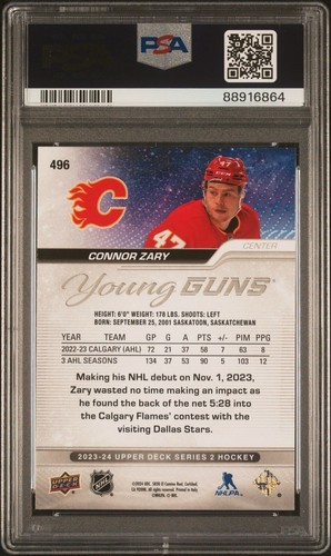 2023-24 Upper Deck CONNOR ZARY #496 Young Guns RC Rookie - PSA 8 - Picture 2 of 2