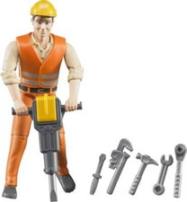 Bruder 60020 Bauarbeiter mit Zubehör, ab 3 Jahren, Maße: 10,8 x 2,5 x 5,1 cm, 