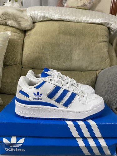 Adidas Originals Forum Bold Stripes W White Blue Shoes BNIB Size 3uk ID0564 - Picture 2 of 19
