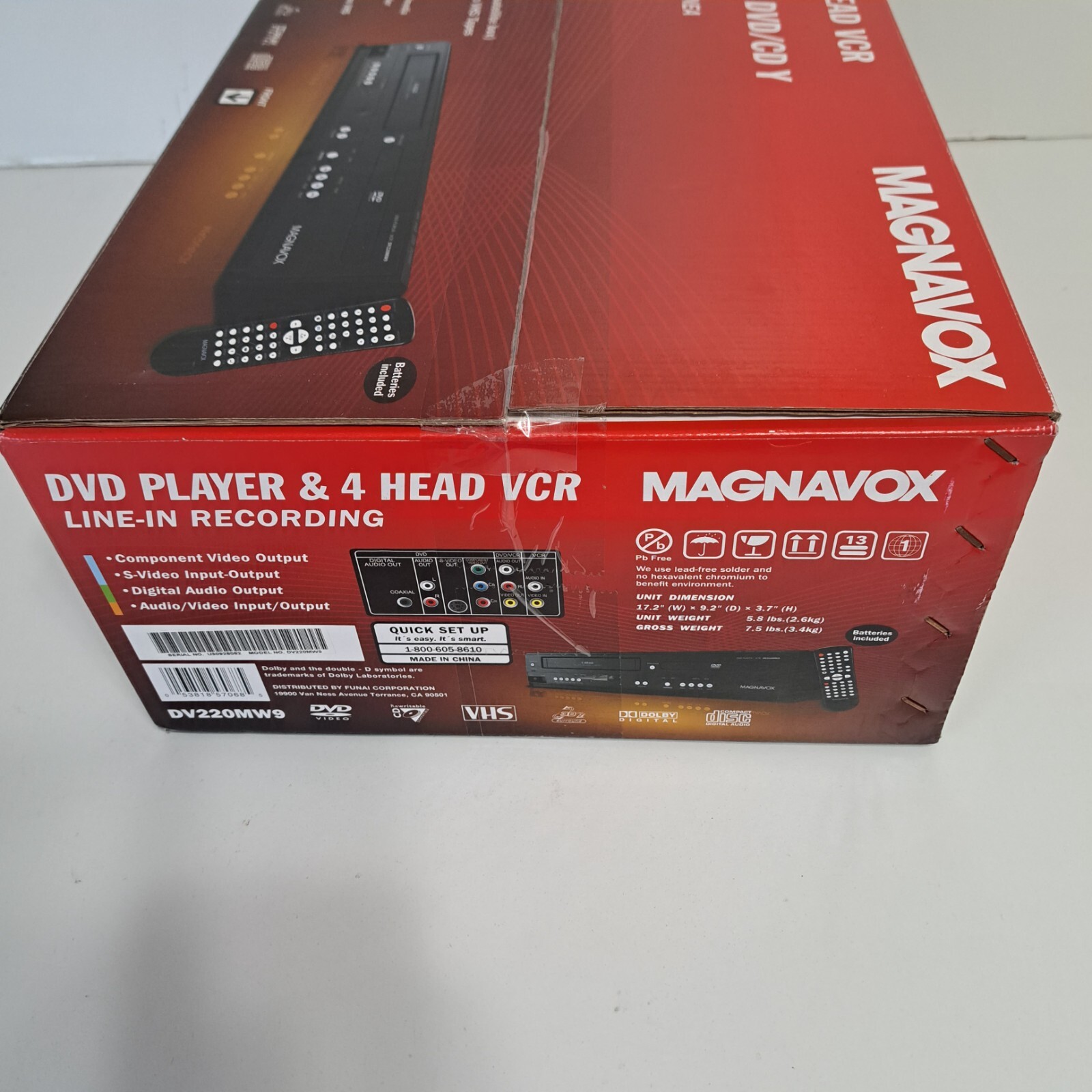 Magnavox DVD Player and 4 Head VCR Combo DV220MW9 With Remote