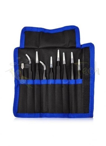 Lot de 9 pincettes de précision antistatiques en acier inoxydable ESD - STOCK BRITANNIQUE - Photo 5/5