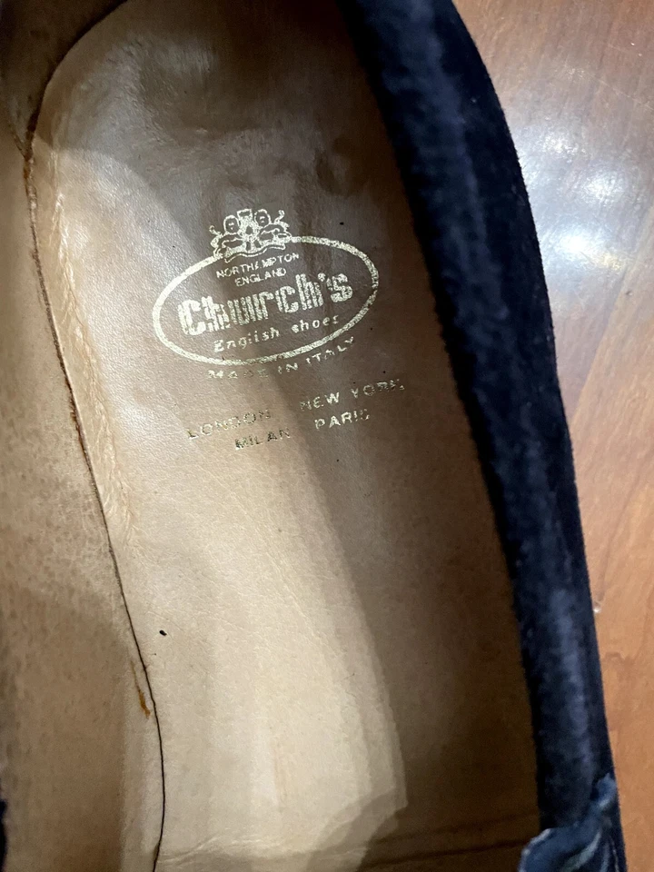 Church's Cheaney Hombres Zapatos Mocasines de Gamuza Negros Reino Unido 8 EE. UU. 9 UE 42 F Usados En muy buena condición+ Foto 4 de 4