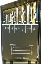 18 PC TAP & DRILL SET TAPS  6-32 to 1/2-13 COARSE THREAD UNC  IN CASE