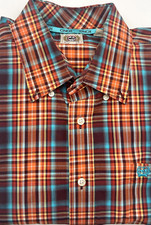 Cinch Shirt Mens L XL Colorful Plaid Button-Down Short Sleeve Western Cowboy