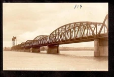 c1925-42 Cross & Dimmitt real photo bridge over Columbia River Oregon postcard