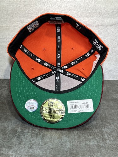 Gorra New Era 59FIFTY de los Yankees de Nueva York ajustada talla 7 1/2 dos tonos naranja pana H68 - Imagen 7 de 8