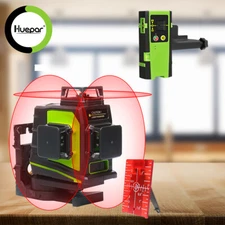 Huepar 3D Red Beam laser level self leveling 360° Vertical & Horizontal+Receiver