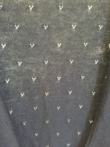 Justice cardigan cropped short sleeve tie front navy white pointelle size 16/18 - Picture 19 of 19