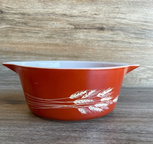 Vintage Pyrex 475 Autumn Harvest Wheat Rust 2.5 l Casserole Dish Retro - No lid