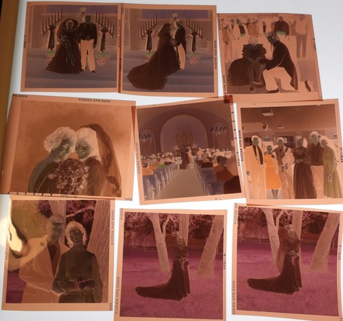 #40 Lot 99 Vtg COLOR Snapshot Photo NEGATIVES Family WEDDING Party Ceremony - Picture 9 of 17