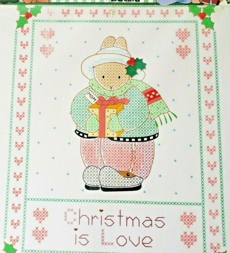 Bucilla Daisy Kingdom Stamped Cross Stitch Christmas Sampler Panels 1992 LOT 2 - Picture 3 of 6