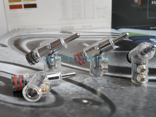 4x HiFi Audio Rhodium Plated Speaker Cable Banana Plug Connector 7mm wire - Picture 1 of 7