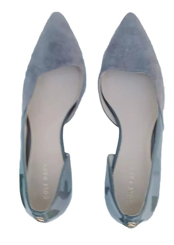 Cole Haan Shoes Sz 9.5 Gray Suede Patent Leather D'orsay Cut AwayWomen's Pumps - Picture 3 of 8