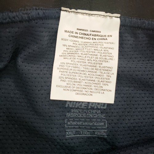 Nike NBA Pro Hyperstrong Padded Tights 3/4 Navy Player Issued Mens 2XL-T - Picture 8 of 10