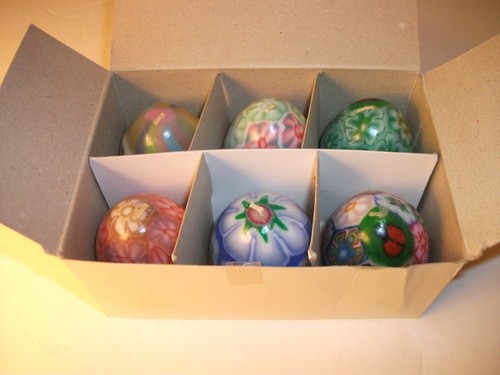 Vintage Floral Millefiori Style Wax Easter Egg Shape Candles Set of 6 - Picture 2 of 5