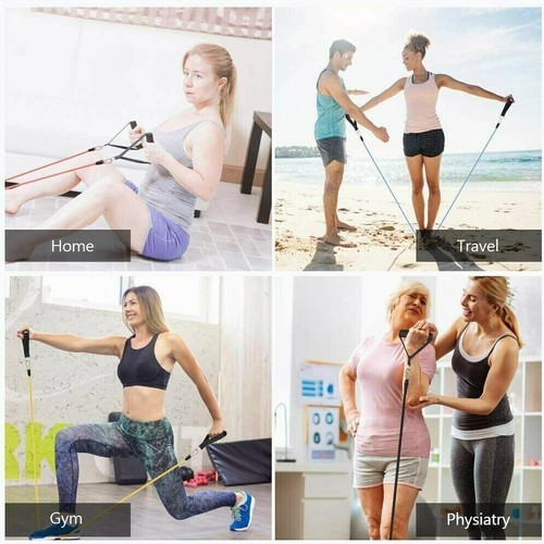 11 PCS Resistance Band Set Yoga Abs Exercise Fitness Tube Gym Home Workout Bands - Picture 11 of 12