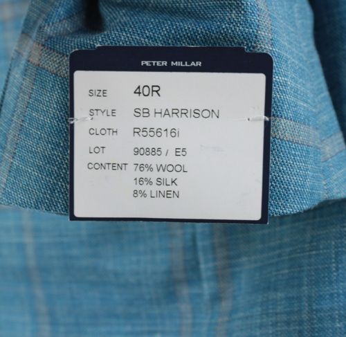 Peter Millar Neu mit Etikett Wollmischung Sportmantel Größe 40R US Harrison in blau kariert - Bild 10 von 11