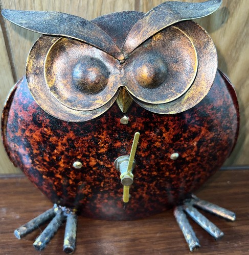 Metall Kunst Skulptur Eule Innenraum Garten Deko gelb 6” x 7” ungetestet 🍀 - Bild 1 von 7