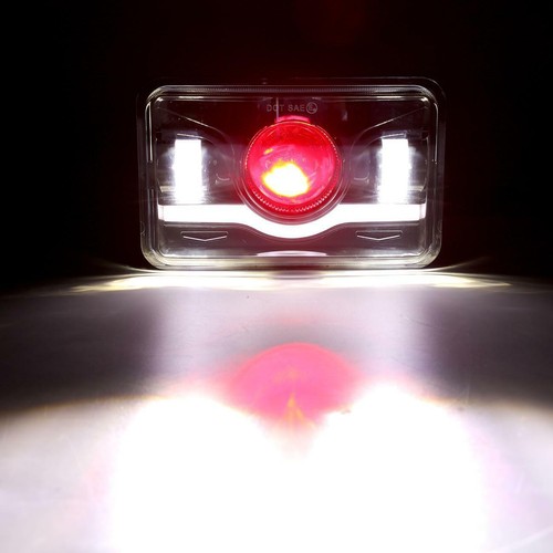 For Chevy Silverado 1988 1989 DOT 4pcs 4x6" LED Headlights Hi/Lo Red DRL Lamp - Picture 8 of 12