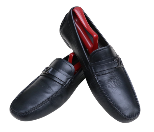 Ermenegildo Zegna Italy Black Leather Monogram Penny Loafer EU 6.5 US 7.5 EEE - Picture 5 of 11